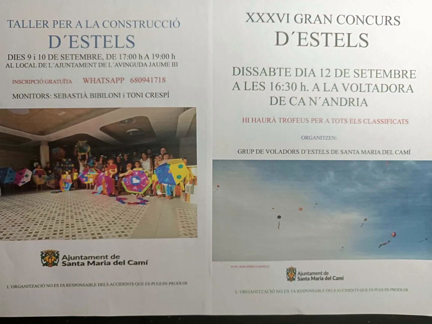 Afișul atelierului și al concursului de zmeie din Santa Maria del Camí