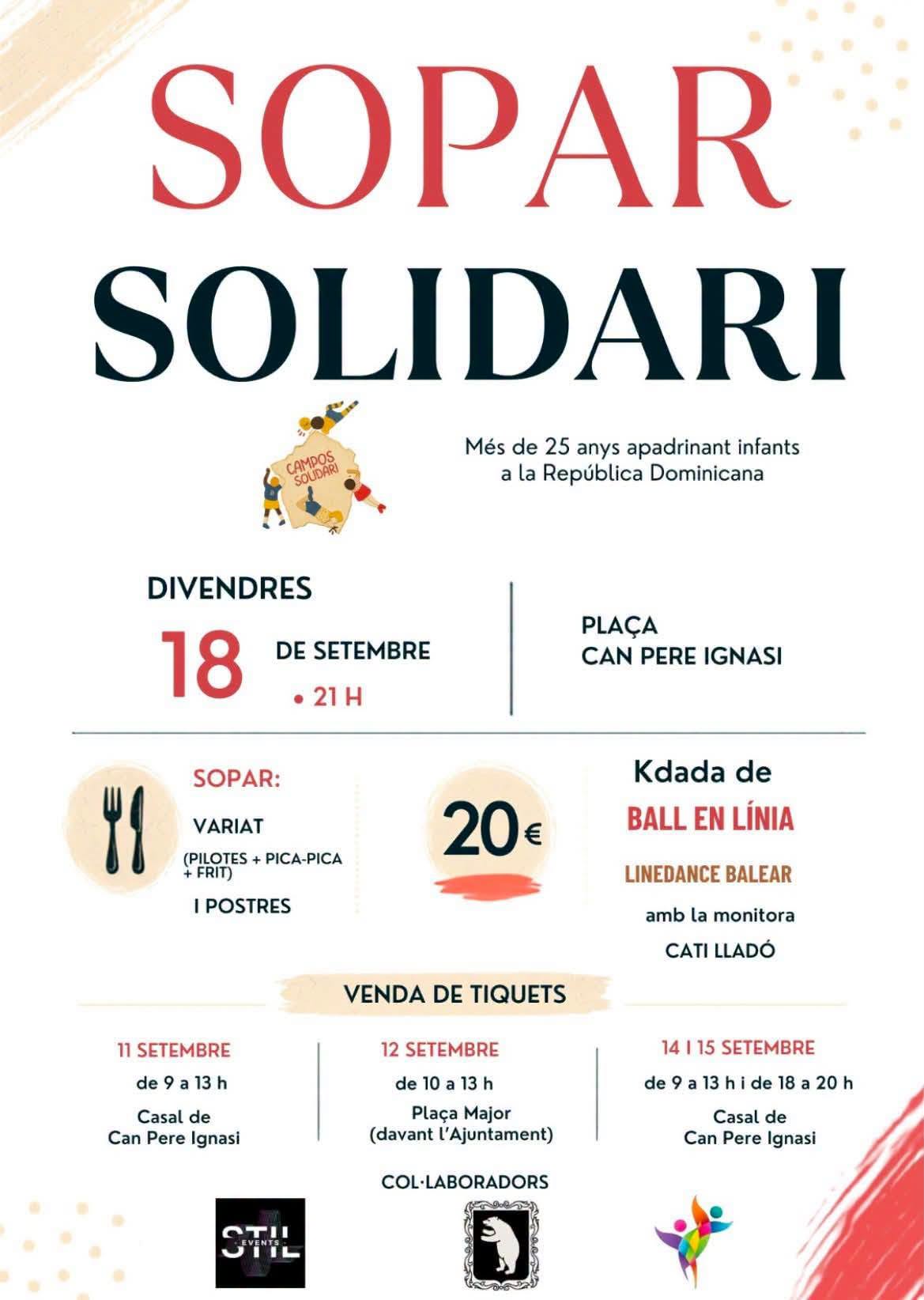 Afișul cinei solidare din Campos din 18 septembrie, ora 21:00