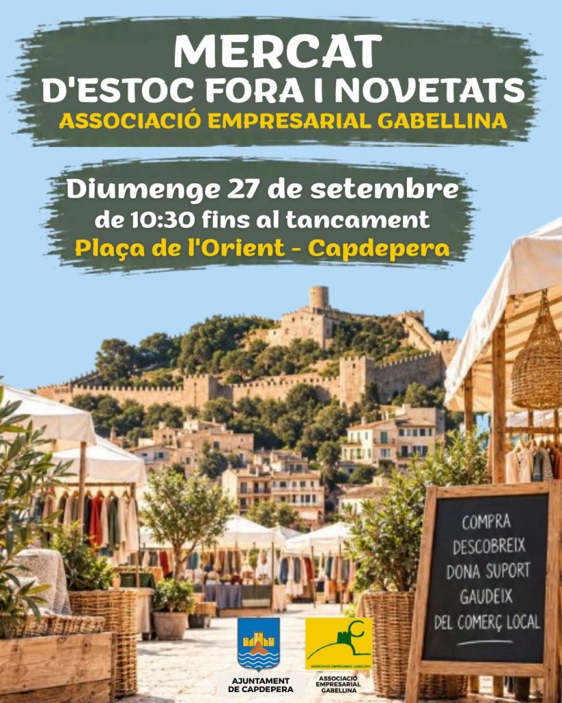 Standuri de piață în Capdepera, cu castelul în fundal