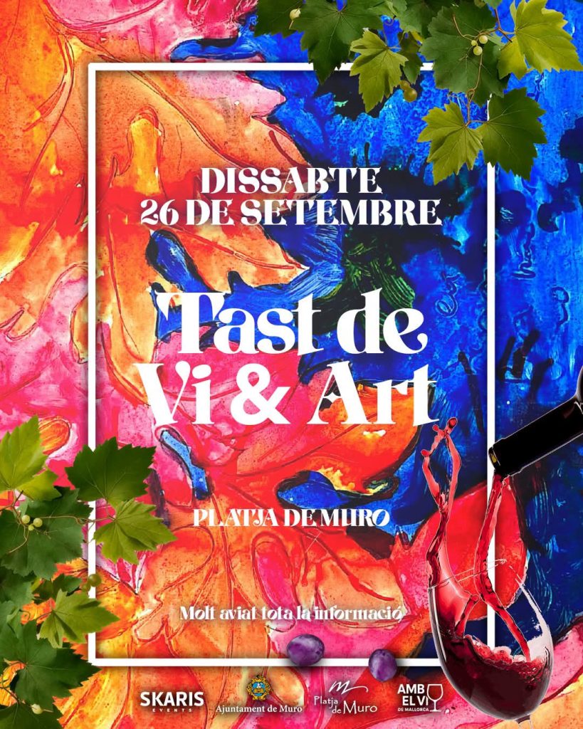 Afișul Tast de Vi & Art, pe 26 septembrie 2026 la Platja de Muro, cu o lucrare de Joan Sureda