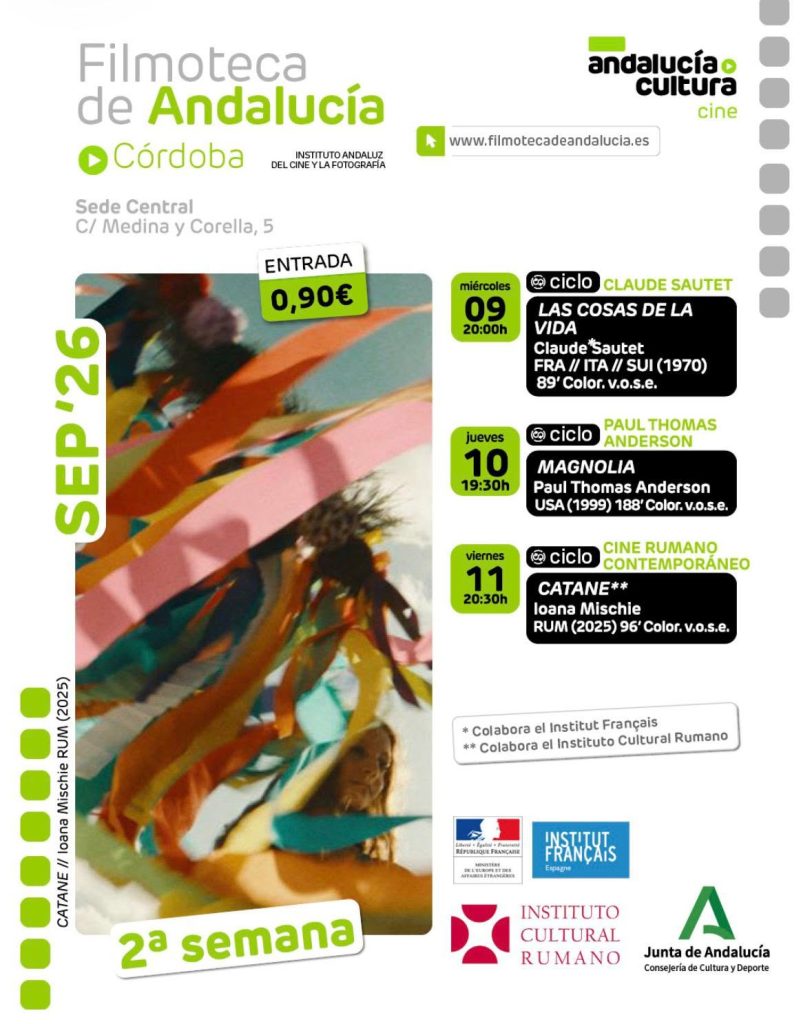Afișul proiecției Catane la Filmoteca de Andalucía din Córdoba, 11 septembrie 2026