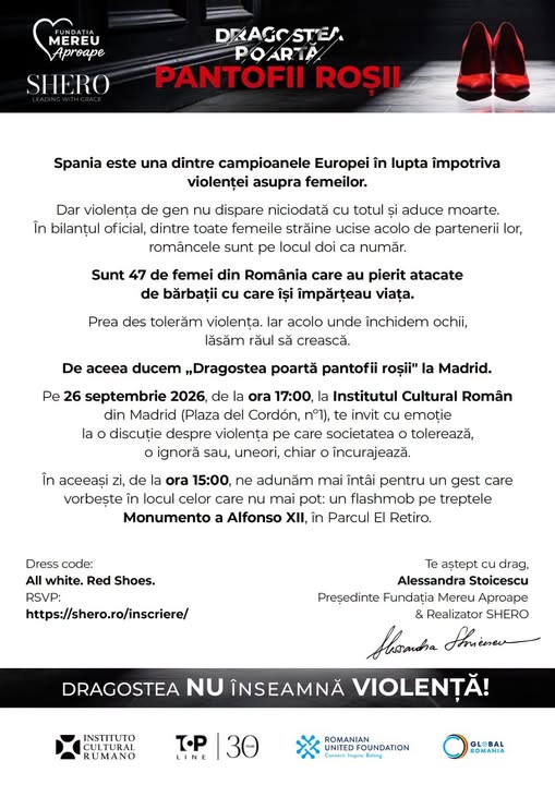 Afișul acțiunii „Dragostea poartă pantofii roșii”, Madrid, 26 septembrie