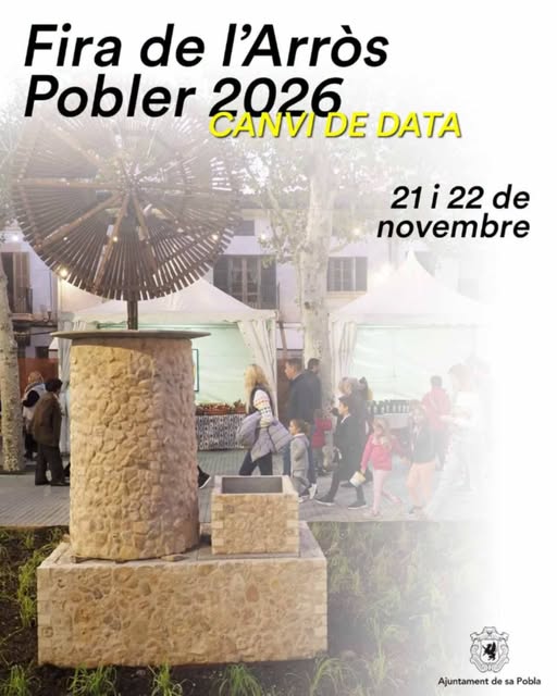 Afișul Fira de l'Arròs Pobler 2026 din sa Pobla anunțând noile date de 21 și 22 noiembrie