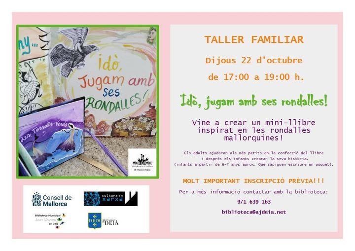 Afișul atelierului de la biblioteca din Deià