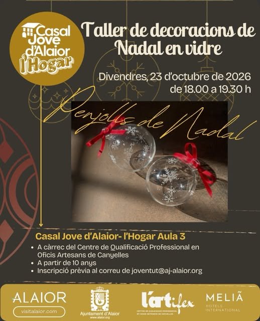 Afișul atelierului de ornamente din sticlă de la Alaior