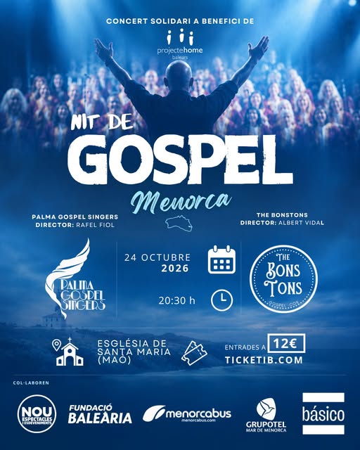 Afișul concertului Nit de Gospel Menorca la Biserica Santa Maria din Maó