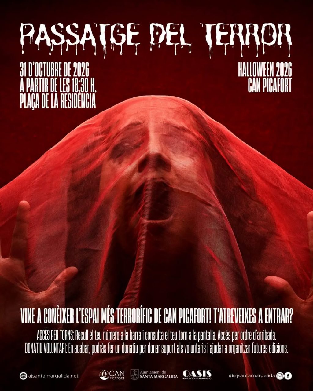 Afișul Passatge del Terror, Halloween 2026 la Can Picafort, 31 octombrie de la 18:30, Plaça de la Residència