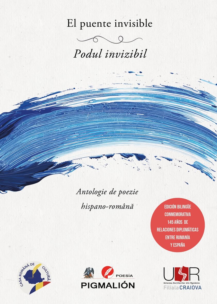 Coperta antologiei bilingve Podul invizibil / El puente invisible